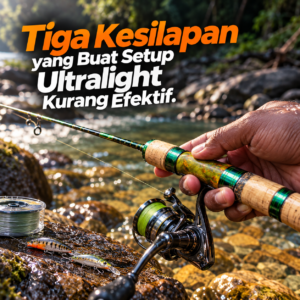 Setup ultralight fishing dengan padanan rod, reel, tali dan gewang